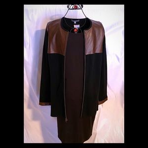 Neiman Marcus Cashmere and Leather Zip up sweater